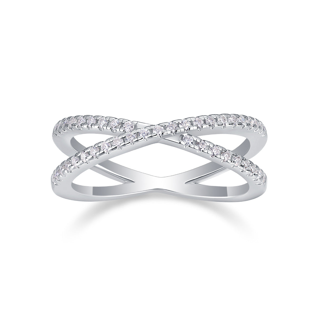S925 Silver Love Interwoven Ring Moissanite