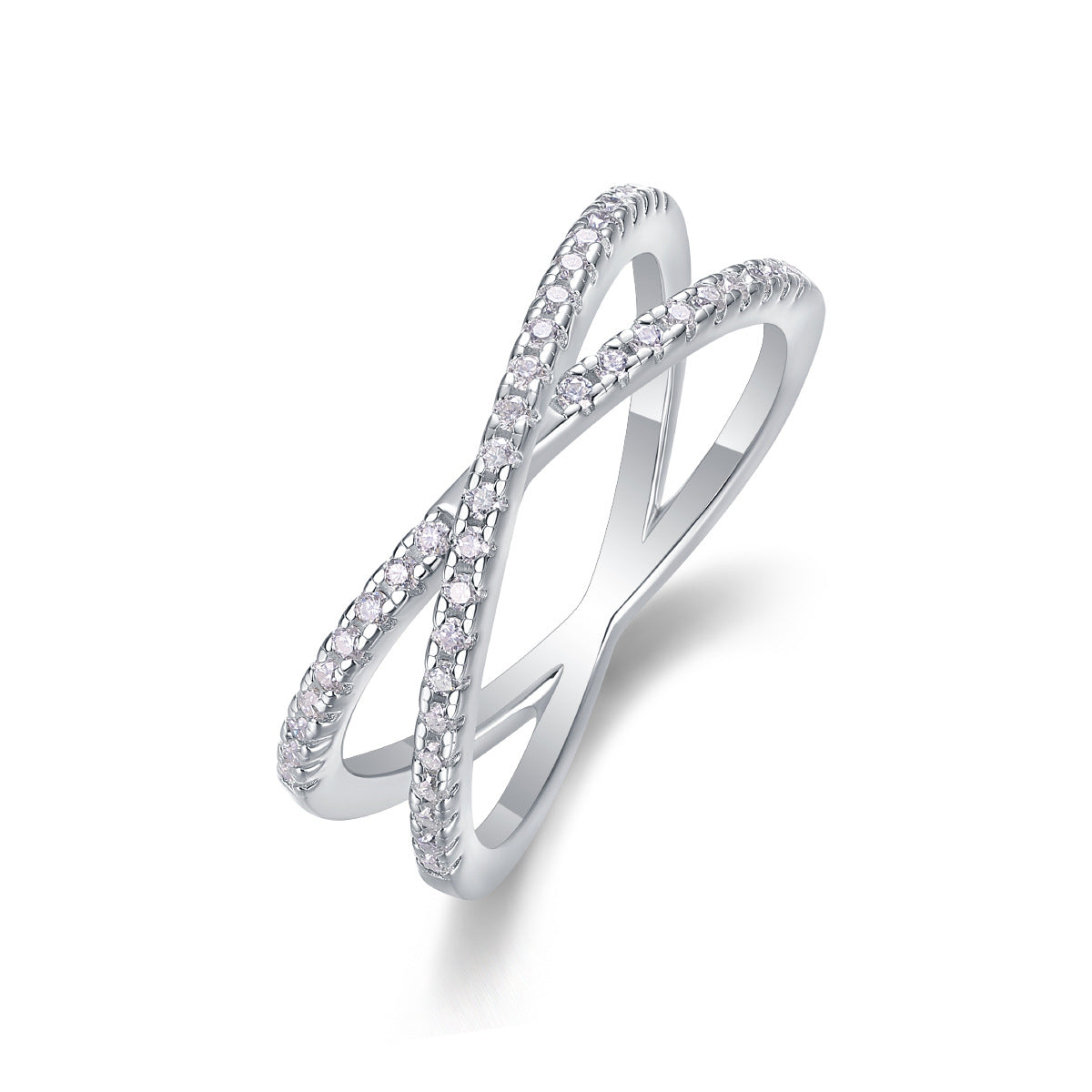 S925 Silver Love Interwoven Ring Moissanite