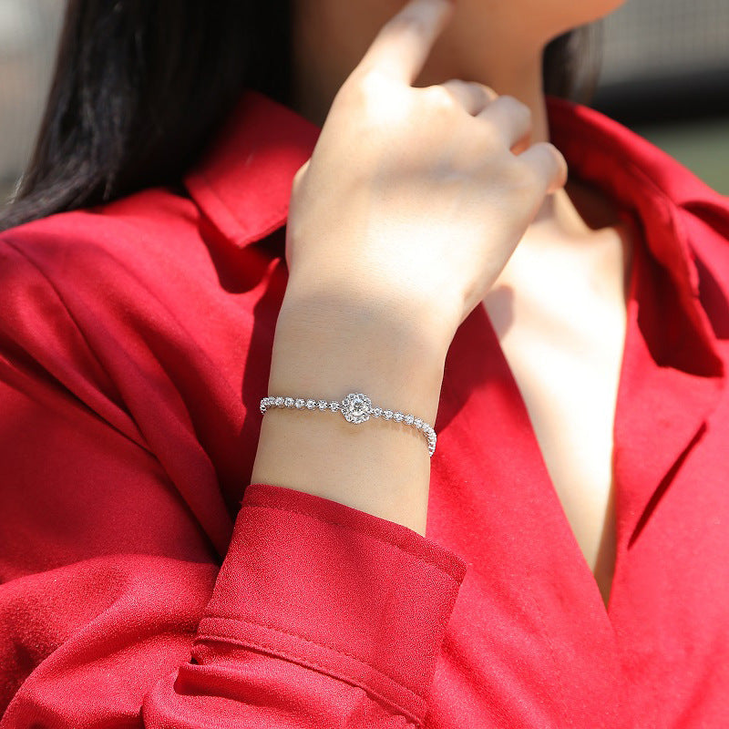 S925 silver moissanite bracelet European and American bracelet