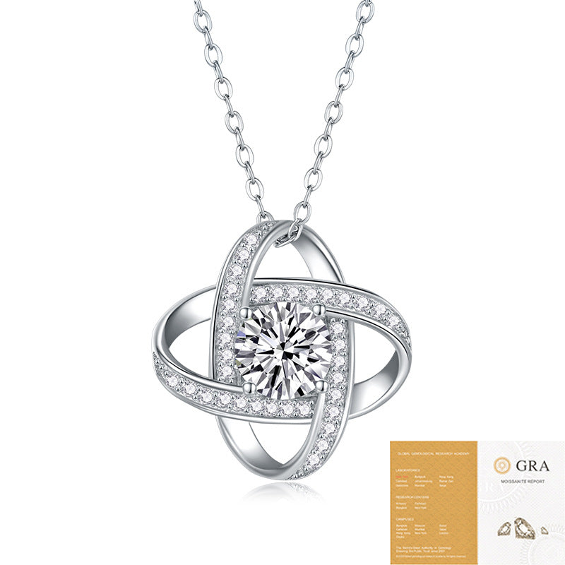 S925 silver necklace moissanite pendant fashion clavicle chain