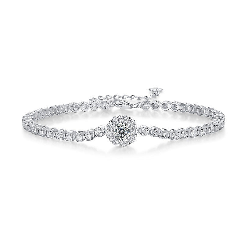 S925 silver moissanite bracelet European and American bracelet