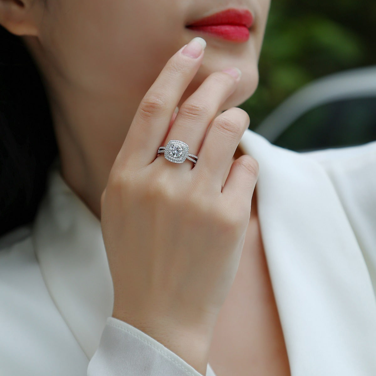 S925 Silver Sweet Holiday Ring Moissanite