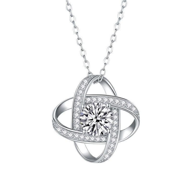 S925 silver necklace moissanite pendant fashion clavicle chain