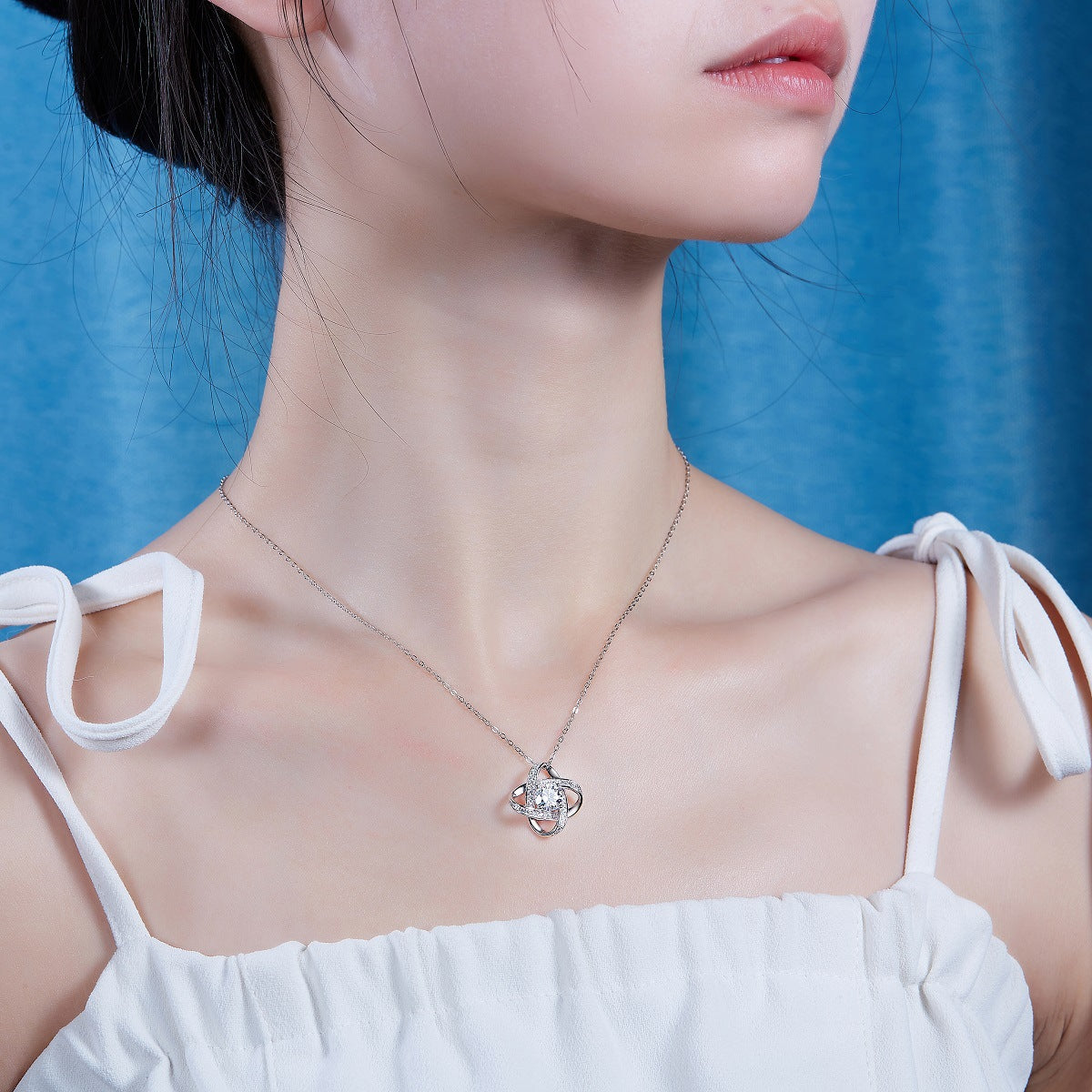 S925 silver necklace moissanite pendant fashion clavicle chain