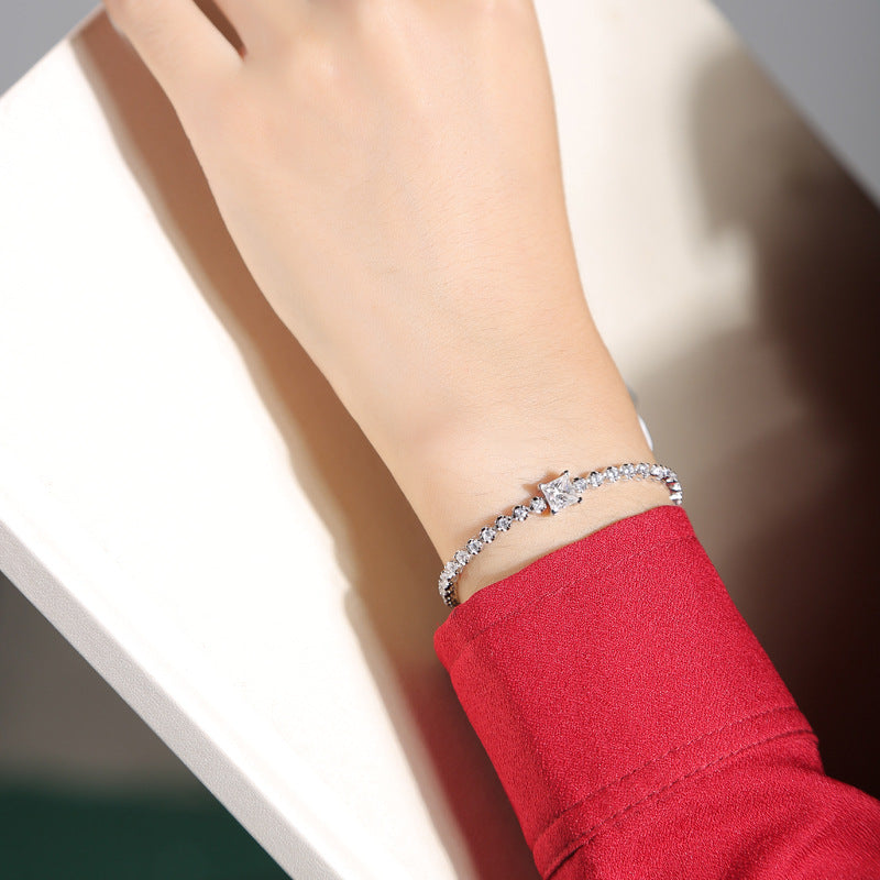 S925 silver inlaid moissanite magic cube bracelet hot selling couple bracelet