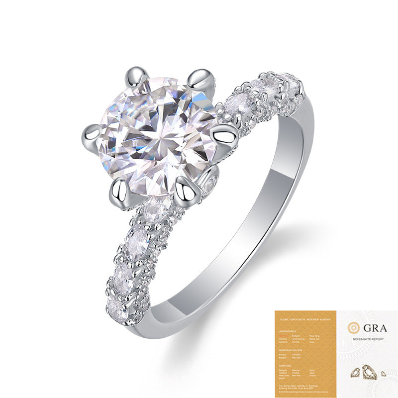 S925 silver inlaid 3 carat moissanite ring