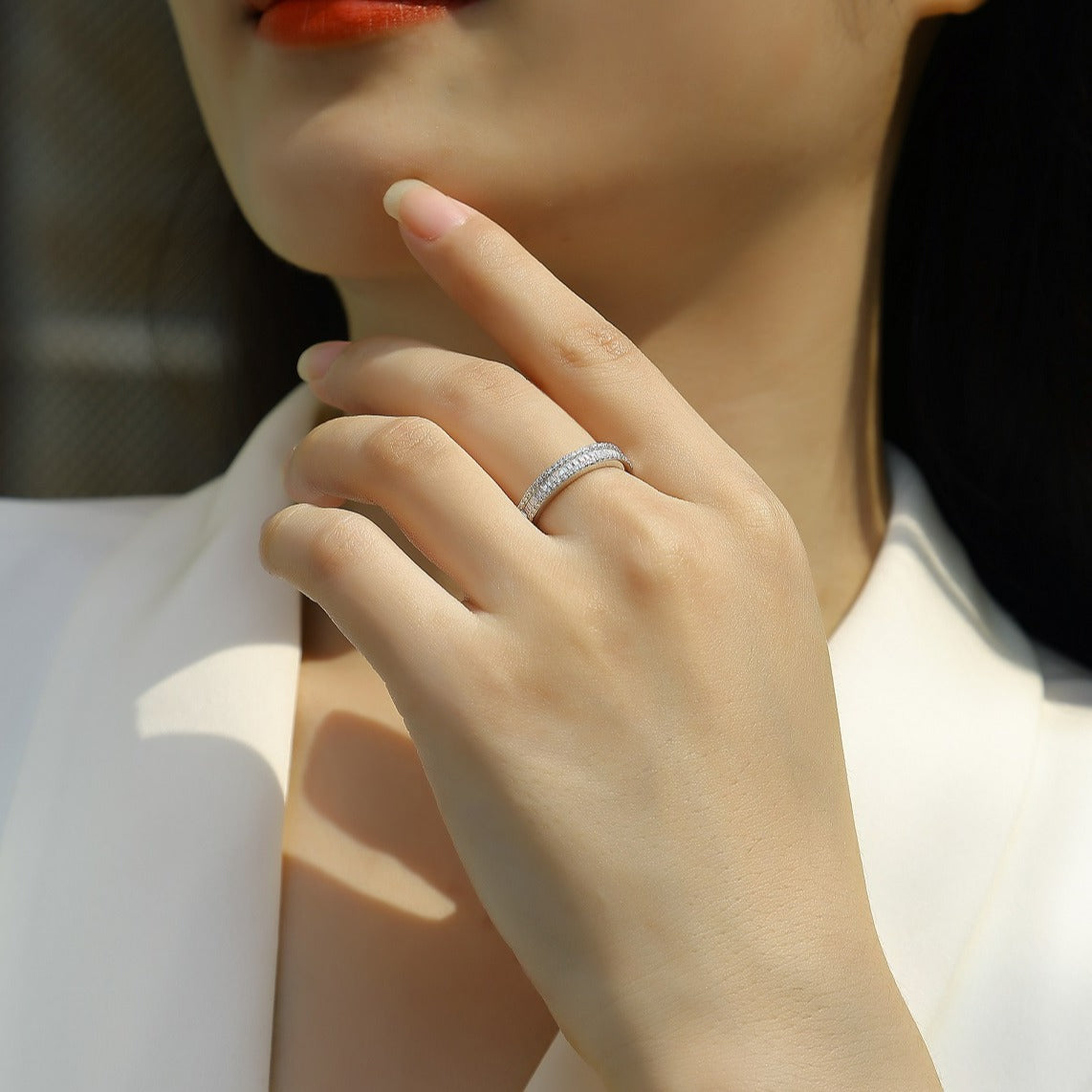 S925 silver moissanite ring