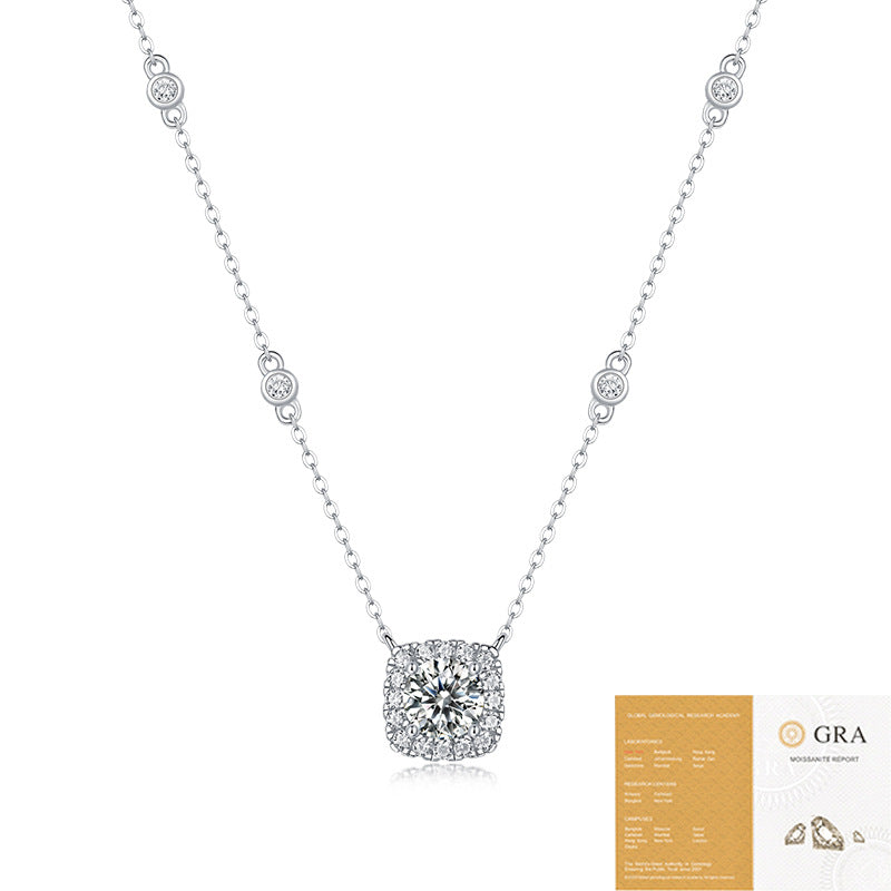 S925 silver necklace moissanite dream pendant fashion clavicle chain