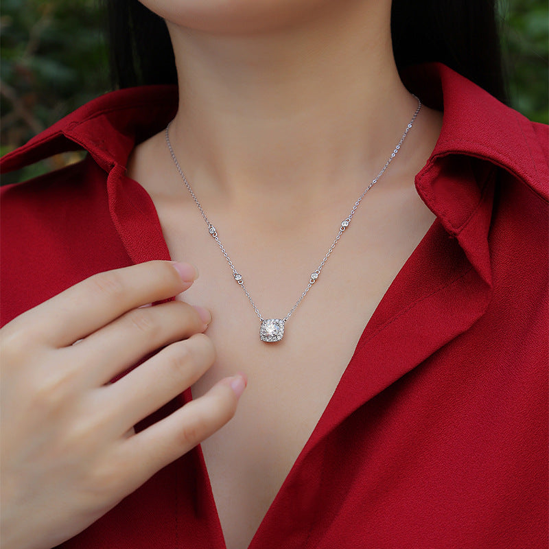 S925 silver necklace moissanite dream pendant fashion clavicle chain