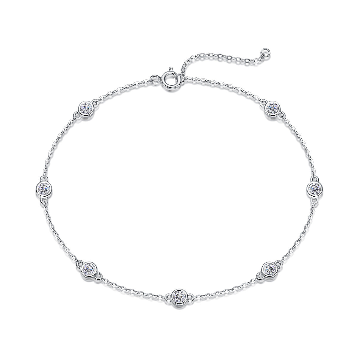 European and American Fashion S925 Silver Five-Flower Moissanite Bracelet