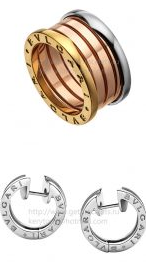621427265 4-Band Ring and Small White Gold Earrings