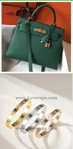621427497 Kelly 28cm Bag and Classic Love Bracelet with 4 Diamonds