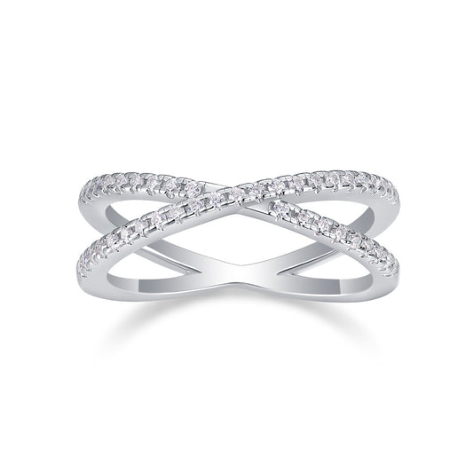 S925 Silver Love Interwoven Ring Moissanite