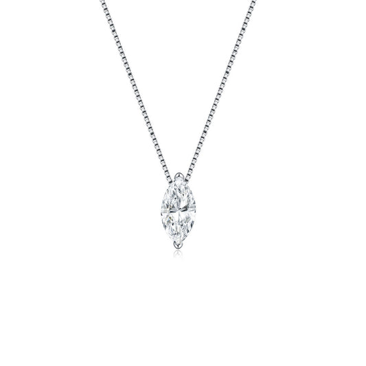 Women's S925 silver horse eye moissanite pendant necklace temperament versatile French clavicle chain