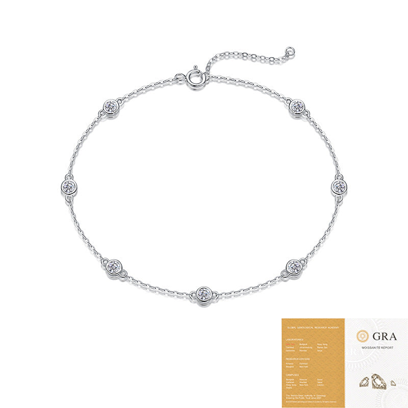 European and American Fashion S925 Silver Five-Flower Moissanite Bracelet
