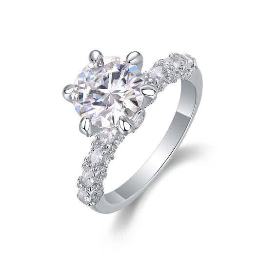 S925 silver inlaid 3 carat moissanite ring