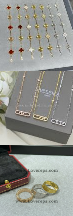 202524283 Vintage Alhambra Bracelet and Move Pave Necklace and LOVE Unlimited Bracelet and Ring