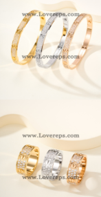 202527237 Medium Love Bracelet With Pave Diamonds and Ring